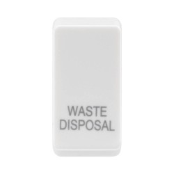 White Plastic Rocker Cover printed "WASTE DISPOSAL" for Nexus Grid Switch, RRWDISW (price per 1)