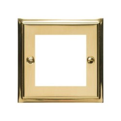 2 Gang Euro Module Stepped Plate in Polished Brass with Black Insert (Plate Only)