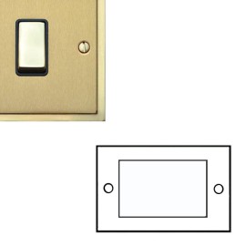 4 Gang Euro Module Satin Brass Plate/Polished Brass Edge Stepped Plate with Black Insert (Plate Only)