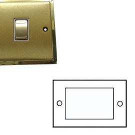 4 Gang Euro Module Satin Brass Plate/Polished Brass Edge Stepped Plate with White Insert (Plate Only)