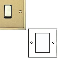 2 Gang Euro Module Stepped Plate in Satin Brass Plate/Polished Brass Edge Black Insert (Plate Only)