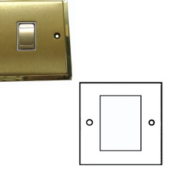 2 Gang Euro Module Stepped Plate in Satin Brass Plate/Polished Brass Edge with White Insert (Plate Only)