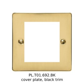 2 Gang Euro Module Polished Brass Elite Flat Plate with Black Insert (Cover Plate Only)