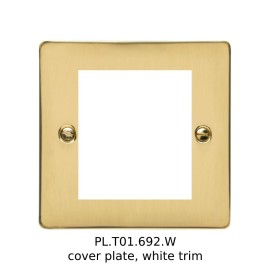2 Gang Euro Module Polished Brass Elite Flat Plate with White Insert (Cover Plate Only)