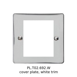 2 Gang Euro Module Polished Chrome Elite Flat Plate with White Insert (Cover Plate Only)