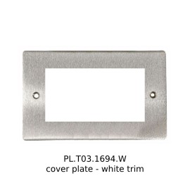 4 Gang Euro Module Satin Chrome Elite Flat Plate with White Insert (Cover Plate Only)