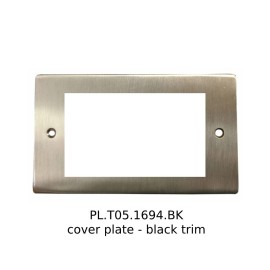 4 Gang Euro Module Satin Nickel Elite Flat Plate with Black Insert (Cover Plate Only)
