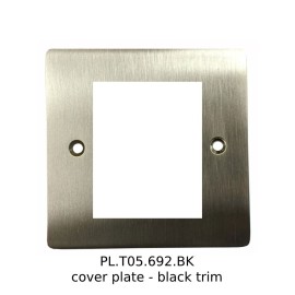 2 Gang Euro Module Stepped Plate in Satin Nickel with Black Insert (Plate Only)
