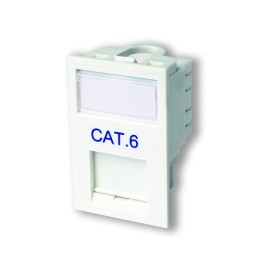 LJ6C CAT6 Floor Module in White with Label Window, 25 x 38mm Snap-in Module