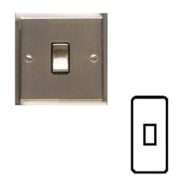 1 Gang 2 Way Architrave Switch in Antique Brass Elite Stepped Plate with Black Plastic Trim