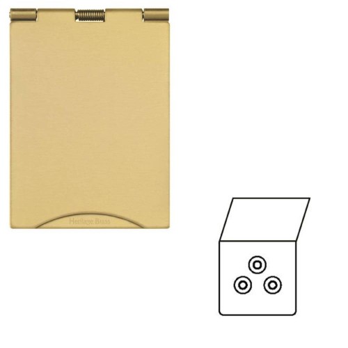1 Gang 5A Unswitched Floor Socket in Polished Brass Elite Flat Plate with White or Black Plastic Trim