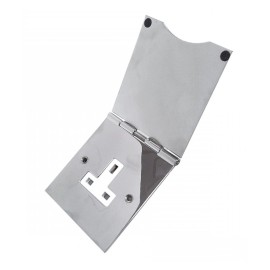 1 Gang 13A Unswitched Floor Socket in Polished Chrome Elite Flat Plate with White or Black Plastic Trim