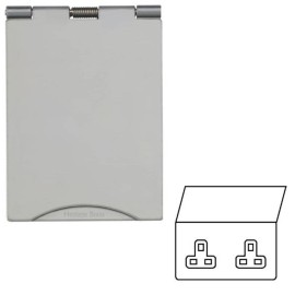 2 Gang 13A Unswitched Floor Socket in Polished Chrome Elite Flat Plate with White or Black Plastic Trim
