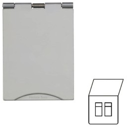 2 Gang RJ45 Data Floor Socket in Polished Chrome Elite Flat Plate with White or Black Plastic Trim