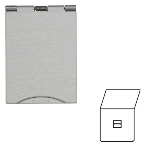 1 Gang Secondary Telephone Floor Socket in Satin Chrome Elite Flat Plate with White or Black Plastic Trim