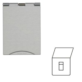 1 Gang RJ45 Data Floor Socket in Satin Chrome Elite Flat Plate with White or Black Plastic Trim