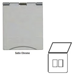 2 Gang RJ45 Socket / Twin Data Floor Socket in Satin Chrome Elite Flat Plate with White or Black Plastic Trim