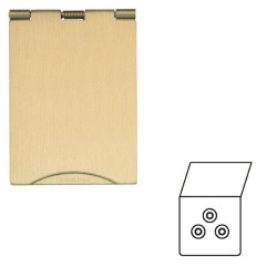 1 Gang 5A Unswitched Floor Socket in Satin Brass Elite Flat Plate with White or Black Plastic Trim