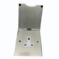 1 Gang 13A Unswitched Floor Socket in Satin Nickel Elite Flat Plate with White or Black Plastic Trim