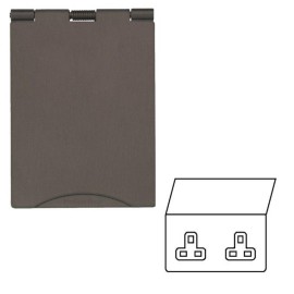 2 Gang 13A Unswitched Floor Socket in Matt Bronze Flat Plate and Black Plastic Trim