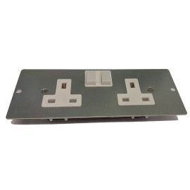 13A 2 Gang Switched Socket Insert Accessory for the 4 Compartment Floor Box, 185mm x 71mm