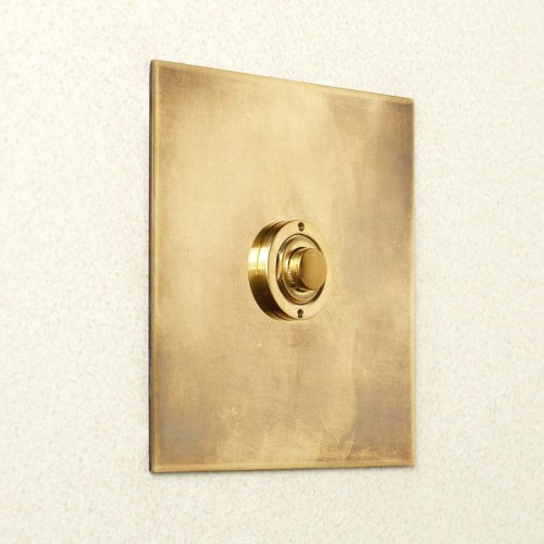1 Gang Momentary Switch Aged Brass Plate and Button, Single Button Dimmer Controller by Forbes and Lomax