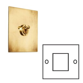 Single White Brush on an Aged Brass Flat Plate from Forbes and Lomax for Wall Mounting