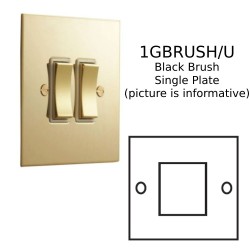 Single Black Brush on a Unlacquered Brass Flat Plate from Forbes and Lomax for Wall Mounting