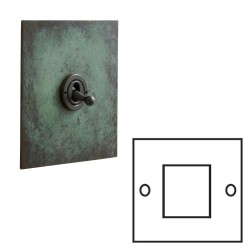 Single Black Brush on a Verdigris Flat Plate from Forbes and Lomax for Wall Mounting