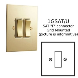 1 Gang Single Satellite 'F' Connector in Unlacquered Brass (Grid Mounted) White Insert