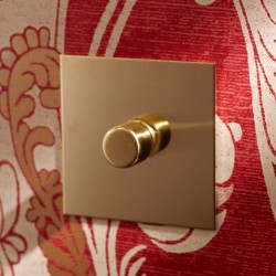 1 Gang Dimmer Flat Plate in Unlacquered Brass - Grid, Plate and Knob only, Forbes and Lomax