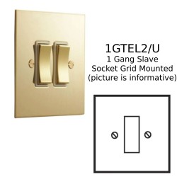 1 Gang Single Secondary Phone Socket Grid Mounted in Unlacquered Brass with White Insert