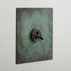 1 Gang 20A 2 Way and Off Dolly Switch Verdigris Plate and Toggle Switch from Forbes and Lomax