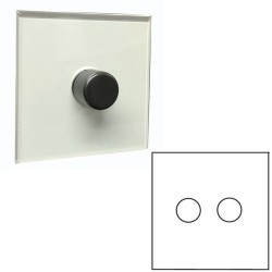 2 Gang Dimmer Invisible Plate with Antique Brass (Transparent Double Size Plate) - Grid, Plate and Knobs only
