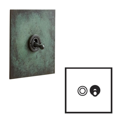 2 Gang Dolly/Momentary Switch in Verdigris: 1 Momentary Switch and 1 Intermediate Dolly