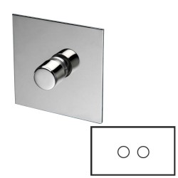 2 Gang 200W Halogen / 2 x 0-120W Trailing Edge Rotary LED Dimmer Double Plate Nickel Silver Plate and Knob