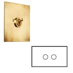 2 Gang 200W Halogen / 2 x 0-120W Trailing Edge Rotary LED Dimmer on Double Plate Aged Brass Plate and Knob