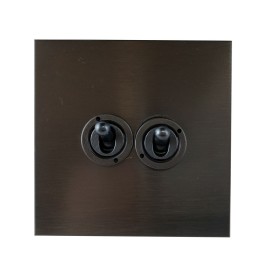 2 Gang 20A Dolly Switch: 1 x 2 Way and 1 x Intermediate Dolly Switch in Antique Bronze from Forbes and Lomax