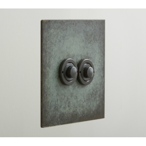 2 Gang Momentary Switch in Verdigris, Double Button Dimmer Controller from Forbes and Lomax