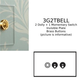3 Gang Momentary Switch/Dolly Invisible Plate with Brass: 1 Momentary Switch + 2 x 2 way 20A Dolly