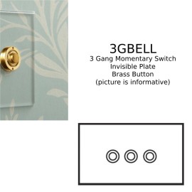 3 Gang Momentary Switch Invisible Plate with Brass Button, Forbes and Lomax Three Button Dimmer Controller