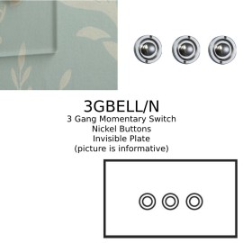 3 Gang Momentary Switch Invisible Plate with Nickel Button, 3 Button Dimmer Controller