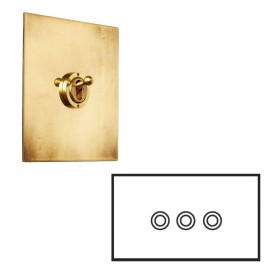 3 Gang Momentary Switch Aged Brass Plate and Button, 3 Button Dimmer Controller by Forbes and Lomax