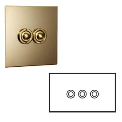3 Gang Momentary Switch Unlacquered Brass Plate and Button Dimmer, 3 Button Dimmer Controller