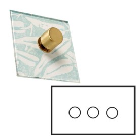 3 Gang Dimmer Invisible Plate with Brushed Brass (Transparent Plate) - Grid, Plate and Knobs only