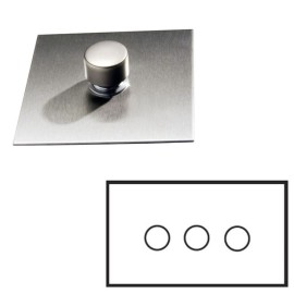 3 Gang Dimmer Plate in Stainless Steel (Double Size Plate) - Grid, Plate and Knobs only