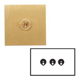 3 Gang 20A Intermediate Dolly Switch in Brushed Brass Plate and Toggle Switch by Forbes and Lomax