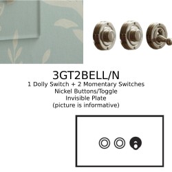 3 Gang Dolly/Momentary Switch Invisible Plate with Nickel: 2 x Momentary Switch and 1 x 2 way 20A Dolly