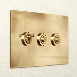 3 Gang Momentary Switch/Dolly Aged Brass: 2 Momentary Switches + 1 x 2 way Dolly Switches by Forbes and Lomax