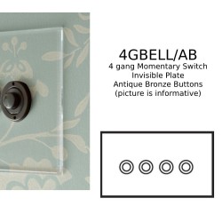 4 Gang Momentary Switch Invisible Plate with Antique Bronze Button, Forbes and Lomax 4 Gang Button Dimmer Controller